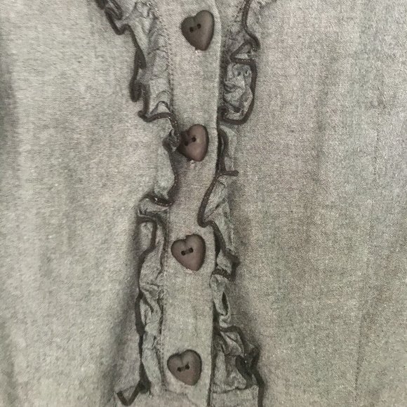 Grey heart button dress cap sleeve size large - Picture 1 of 3